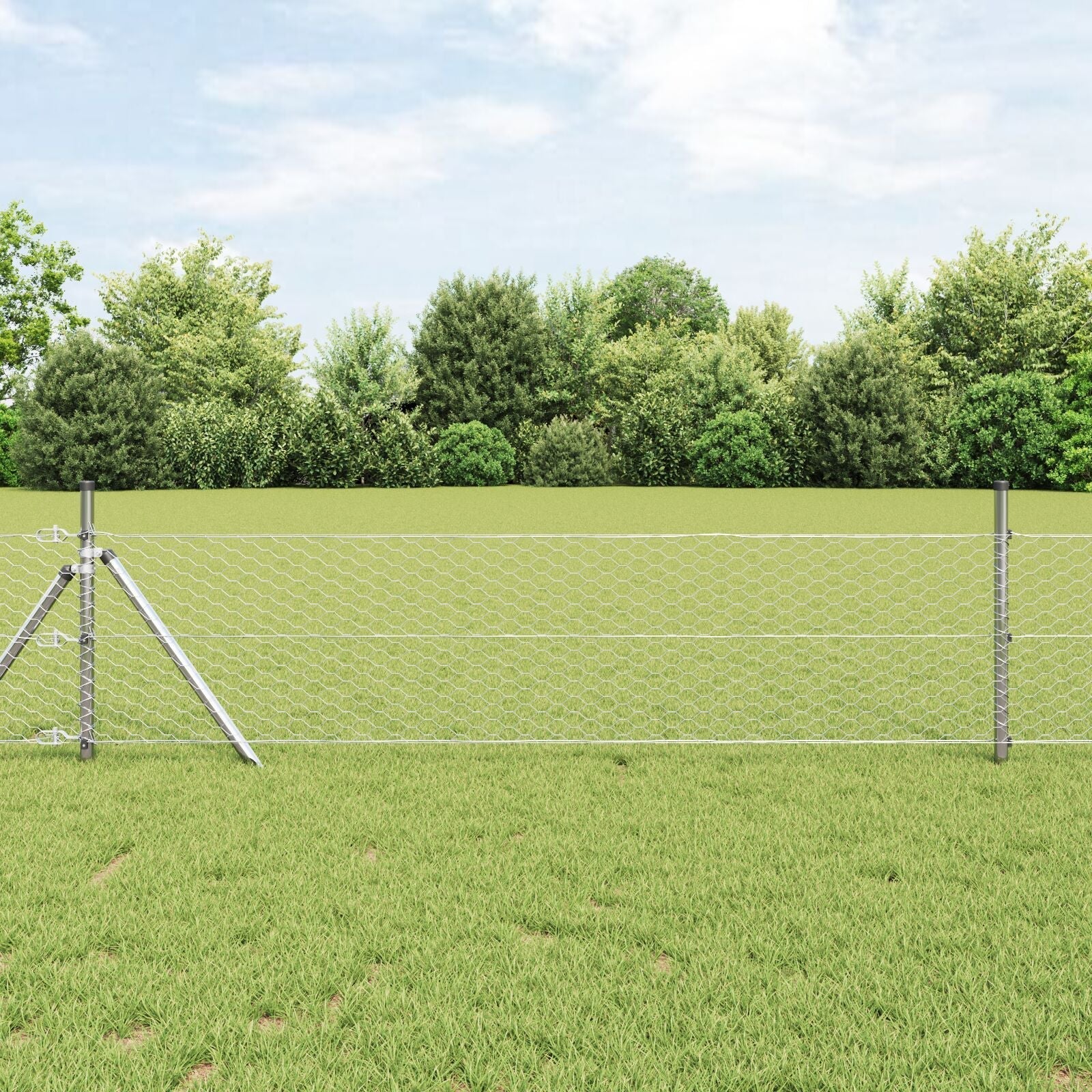 Ogrodzenie heksagonalne Srebrny 0,5 x 50 m Stal galwanizowana vidaXL