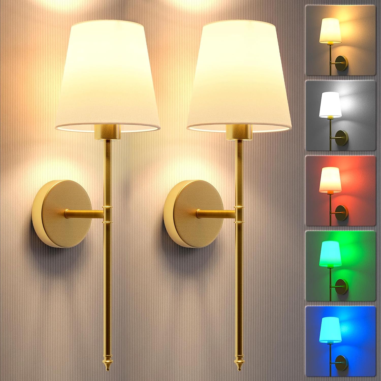 Applique Murale D'intérieur En Bois Avec Télécommande, Sans Fil, Lampe Murale LED Rotative à 360°, 3 Températures De Couleur, Intensité Variable En Continu, Contrôle Tactile, Lampe à Main Amovible