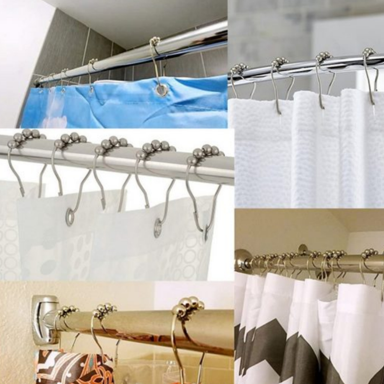 BRIGHTAKE Anelli per tende da doccia 12 pezzi Ganci per bagno in acciaio inossidabile, resistenti e facili da installare. - 7