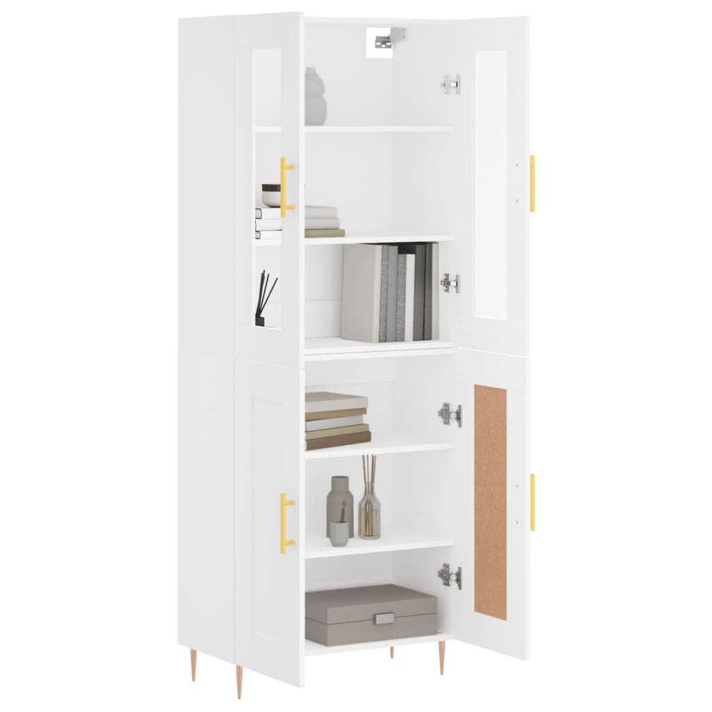 vidaXL Buffet haut Blanc 69,5x34x180 cm Bois d'ingénierie - 3
