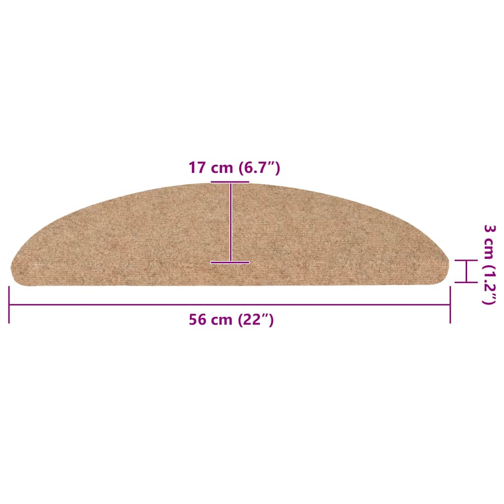 Tapis d'escalier auto-adhésifs 20 pcs | Paillasson d'escalier | Tapis de marche beige 56x17x3 cm CFW316857 - 8