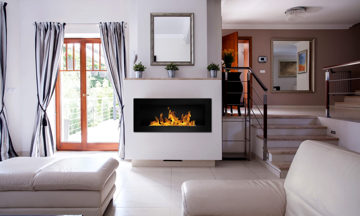 Chimenea de bioetanol Lucca Black de pared o empotrada L 90 x P 12 x H 40 - 6