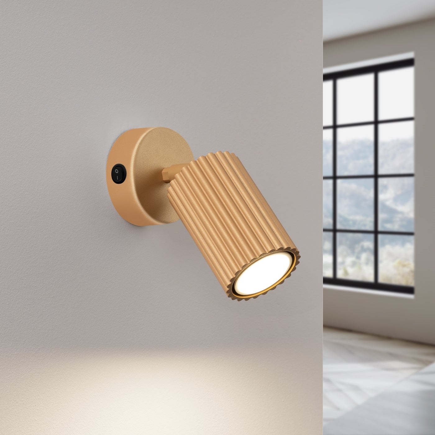 Kinkiet GLOOW złoty z włącznikiem LED 3000K - 8x16x16cm Sollux