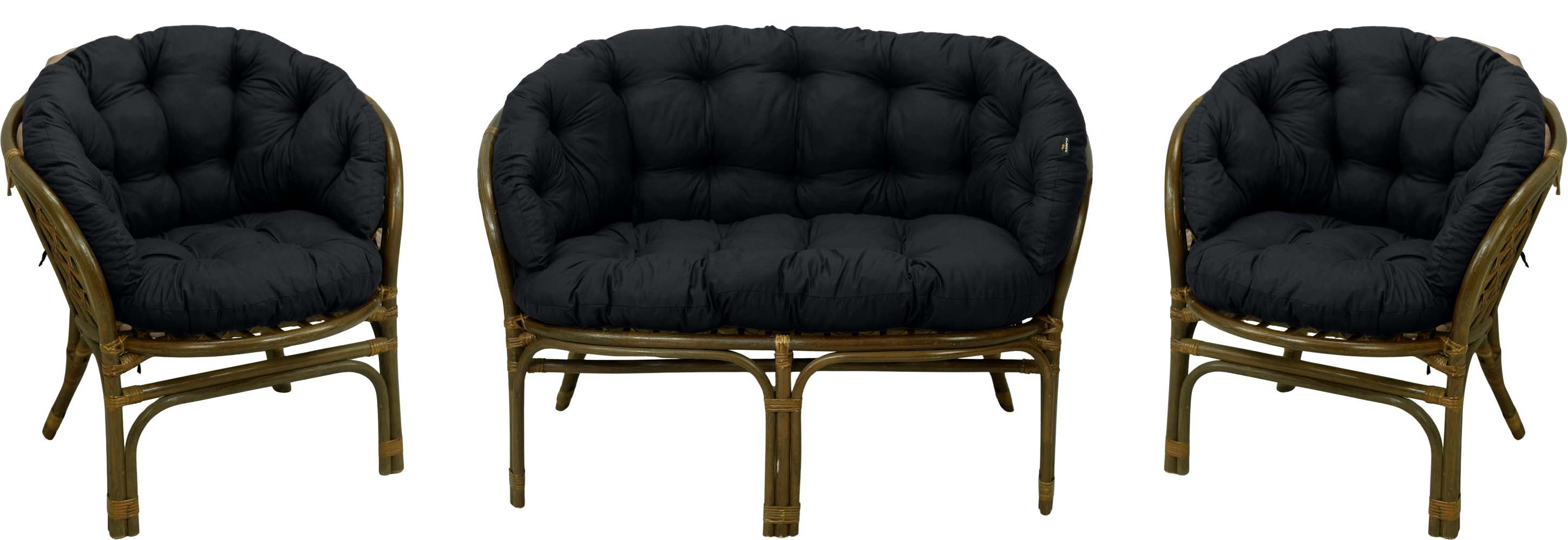 Poduszka na meble rattanowe wiklinowe AMPO zestaw czarny 1 szt.