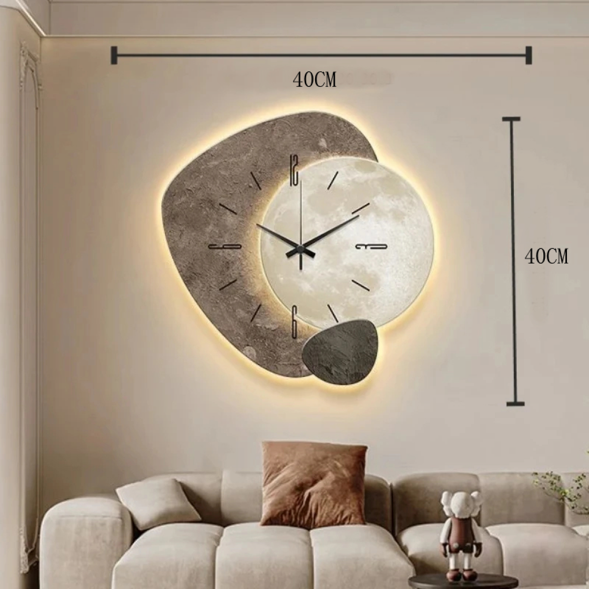 Horloge murale silencieuse et minimaliste BEAFACE, style moderne, horloge à quartz pour salle à manger et bureau, 40 cm - 2