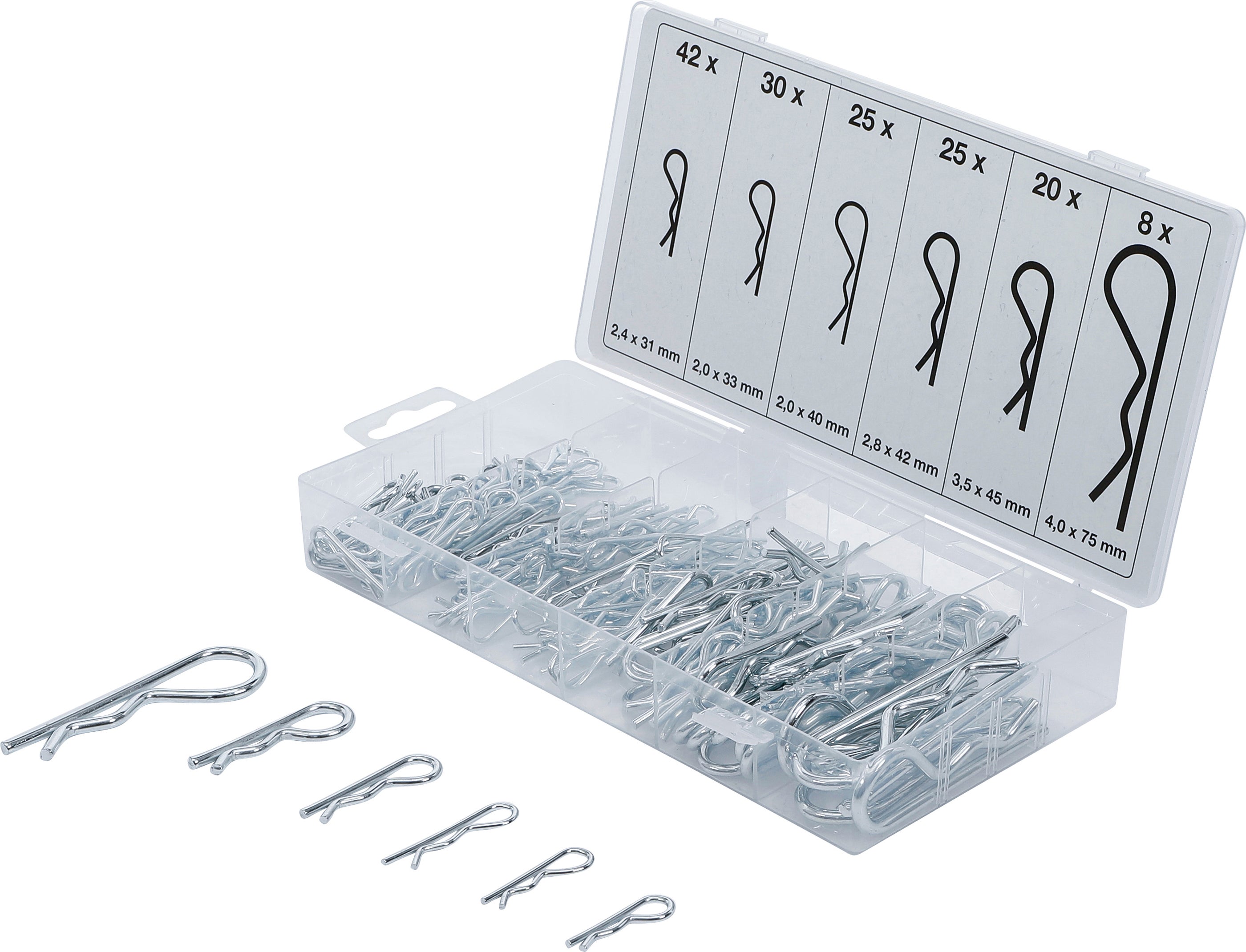 Zestaw zawleczek sprężystych BGS 150 szt. - 8043