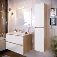 Armoire De Salle De Bain VIRA Miroir Blanc - 60x77x18 Cm Mélamine Avec 3 Portes & Étagères - Rangement Malin
