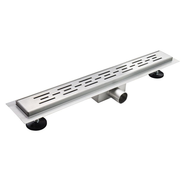 JAZY Caniveau de douche L.100 cm design linéaire, acier inoxydable, siphon anti-odeurs, drainage élevé