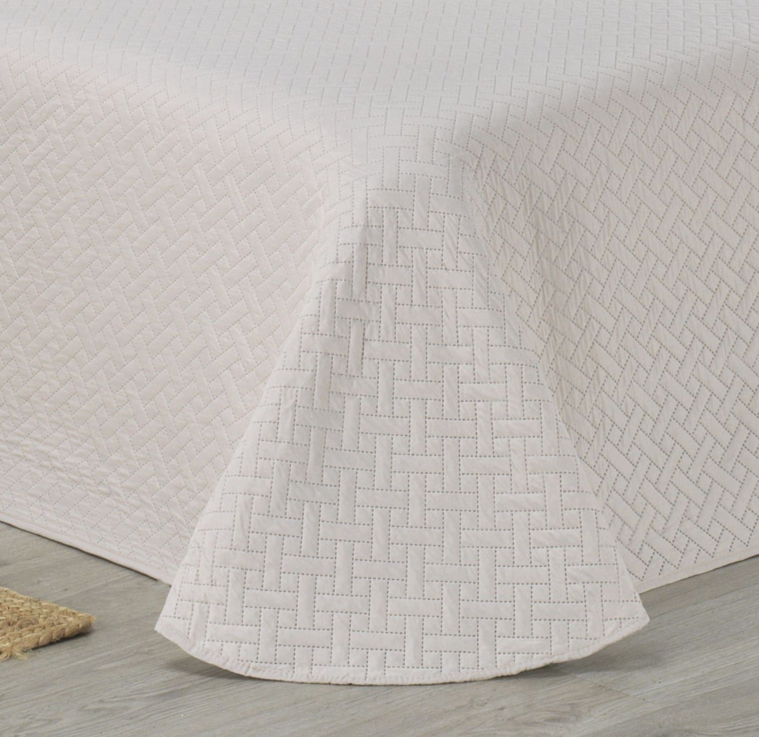 Colcha Bouti Lisa + Fundas Cojines Belmonte Crudo Cama De 135cm (235x260cm) - 2