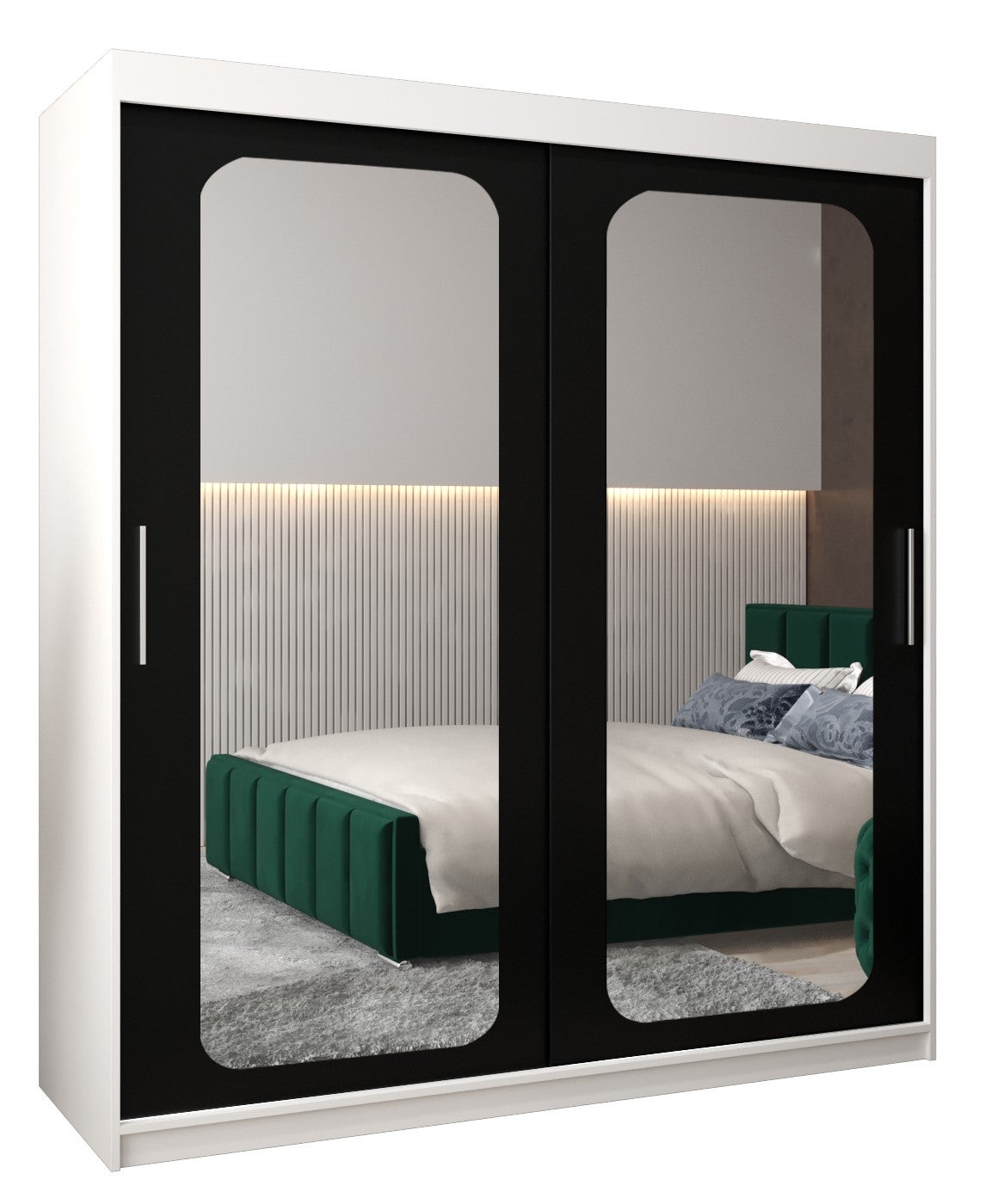 Szafa przesuwna garderoba PROMO T3 180 x 62 x 200 cm Biały + Czarny - Abiks Meble