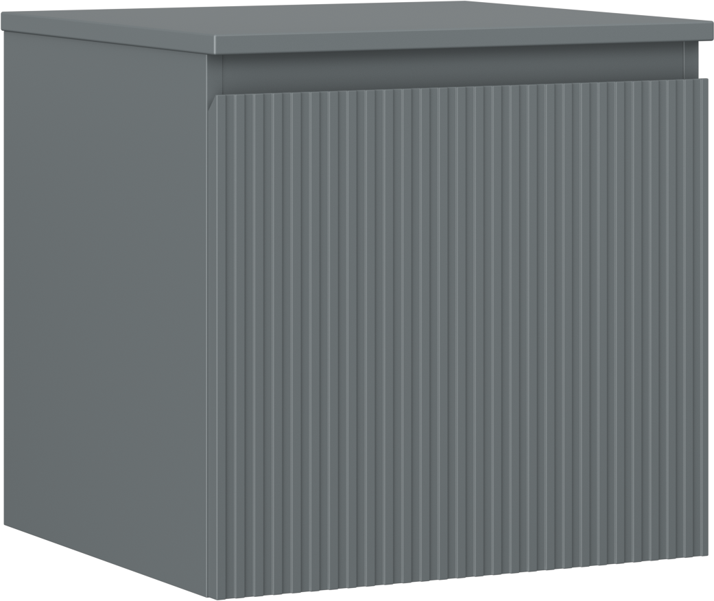 Mexen Rivel szafka łazienkowa podumywalkowa 50 cm z blatem, 1 szuflada, ryflowana , grafit mat - 91A20-05047-1-BFC66