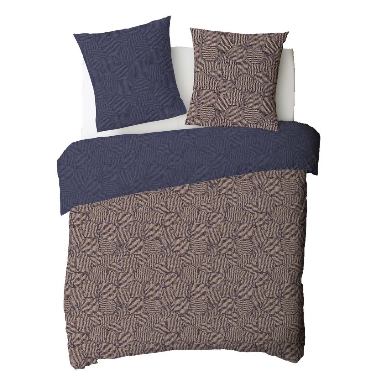 Parure de lit 2 personnes en coton 57 fils imprimé bleu 260x240cm - 4