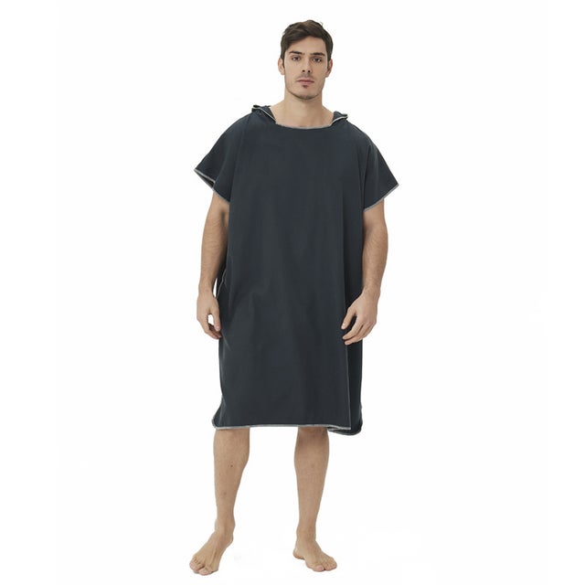 Poncho de surf, pour femmes, hommes, adultes et adolescents, poncho de bain ultra-léger et à séchage rapide, poncho-serviette en microfibre (noir)