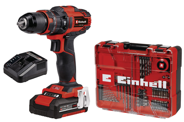 Einhell Perceuse Visseuse à percussion sans fil TE-CD 18/40 Li-i +64 PXC (18V, 40 Nm) Livré avec Batterie 2,0 Ah et Chargeur