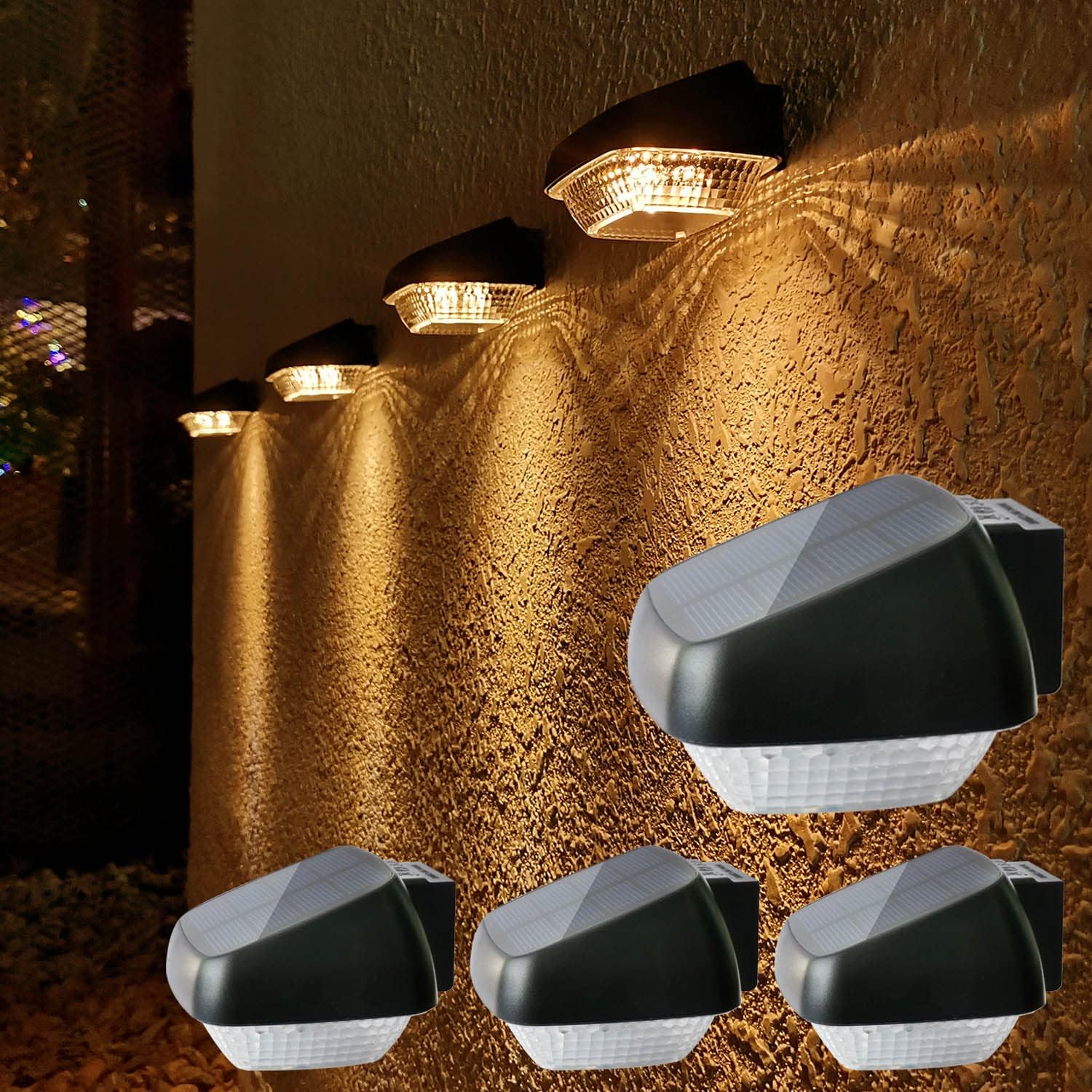 Zewnętrzna lampa solarna sztuki LED automatyczne włączanie wyłączanie wodoodporność solarna lampa bezpieczeństwa do ogrodu ciepła biel