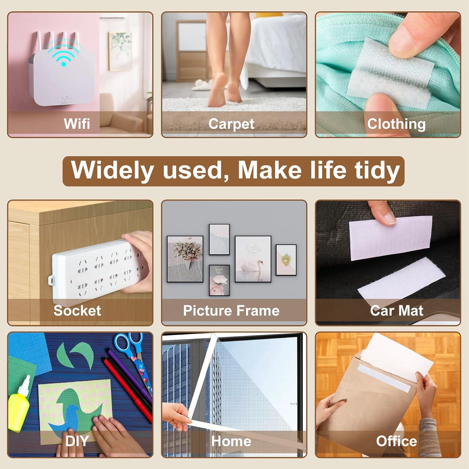 Rolo de fita adesiva de velcro, com suporte adesivo, para costura, faça você mesmo, 2 cm x 500 cm, branco - 5