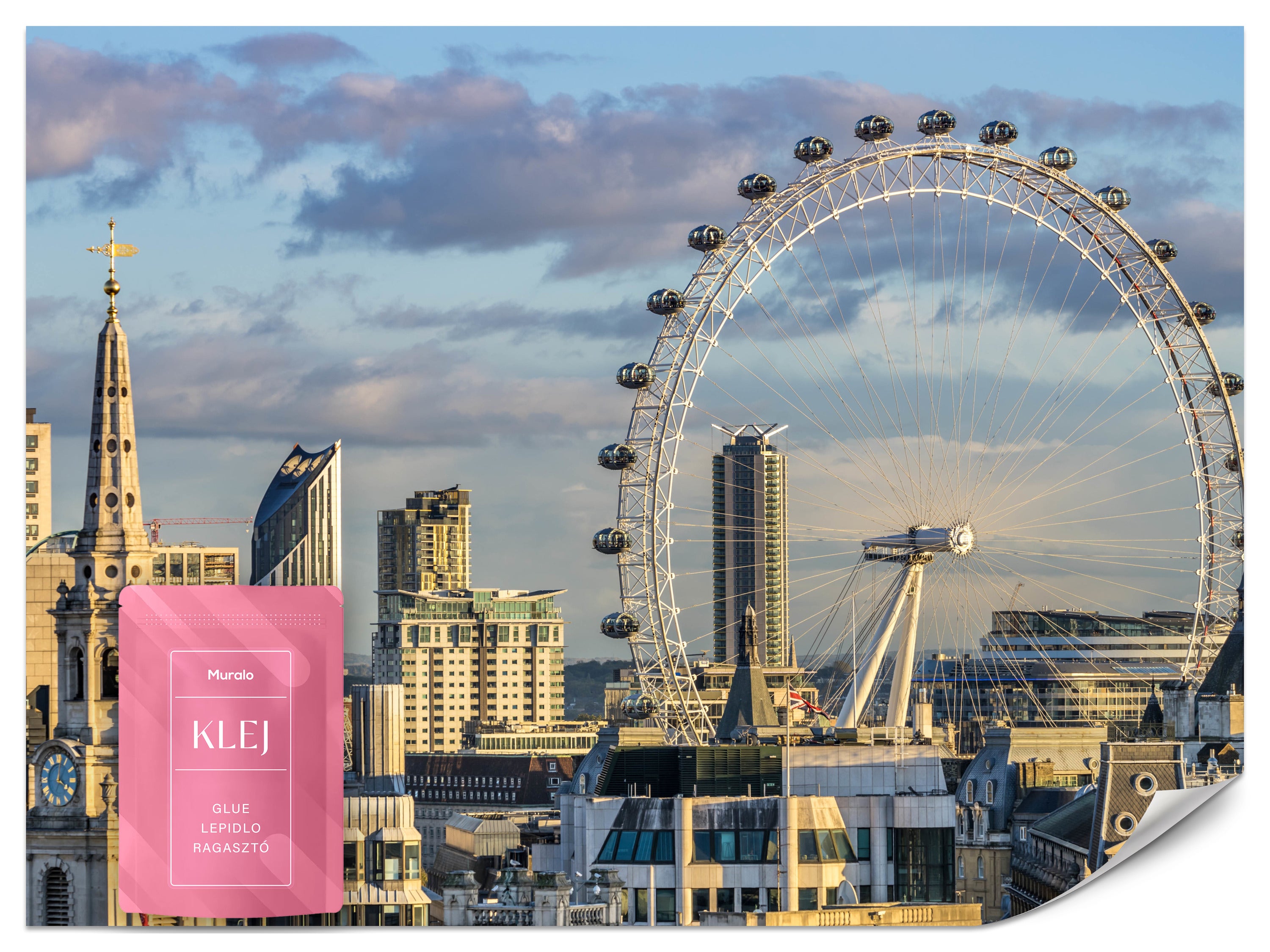 FOTOTAPETA DO SALONU BIURA LONDON EYE MIASTO LONDYN PANORAMA 3D 300x210