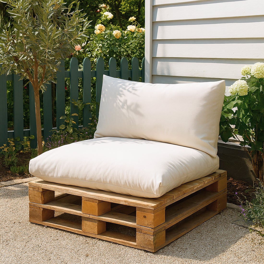 Cojines Impermeables para Palets de Asiento y Respaldo. NO incluye PALETS. (Beige) - 2