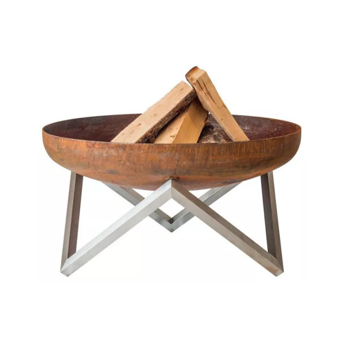 Brasero contemporáneo yanartas – acabado acero corten / inox