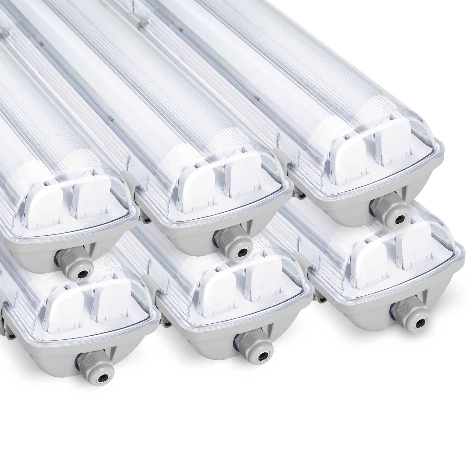 Zestaw 6 lamp LED do łazienki, umywalki, garażu, 120 cm, 2 świetlówki T8 18 W, zimna biel 6500 K, IP65