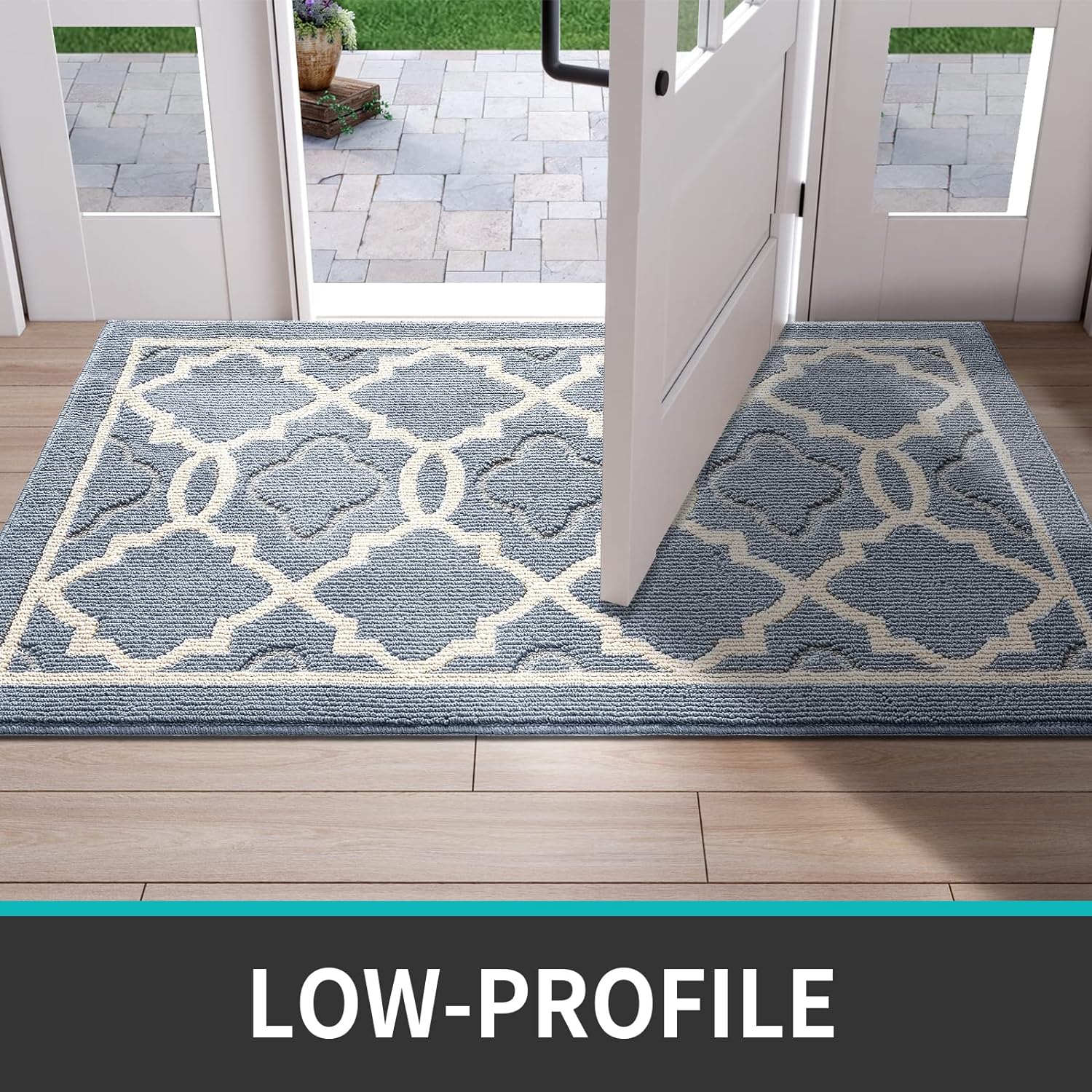 Paillasson Antidérapant,Tapis de Porte Intérieur et Extérieur | Absorbant et Résistant,Tapis d'entrée Lavable en Machine,Anti-Poussière-50x80 cm,Gris - 5