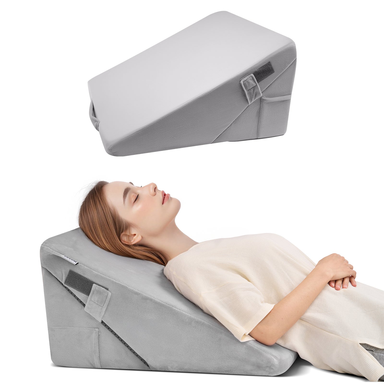 Almohada cama inclinada, almohada ortopédica ajustable, relleno de espuma, funda lavable, cojín de cama de lectura para aliviar el reflujo ácido vevor