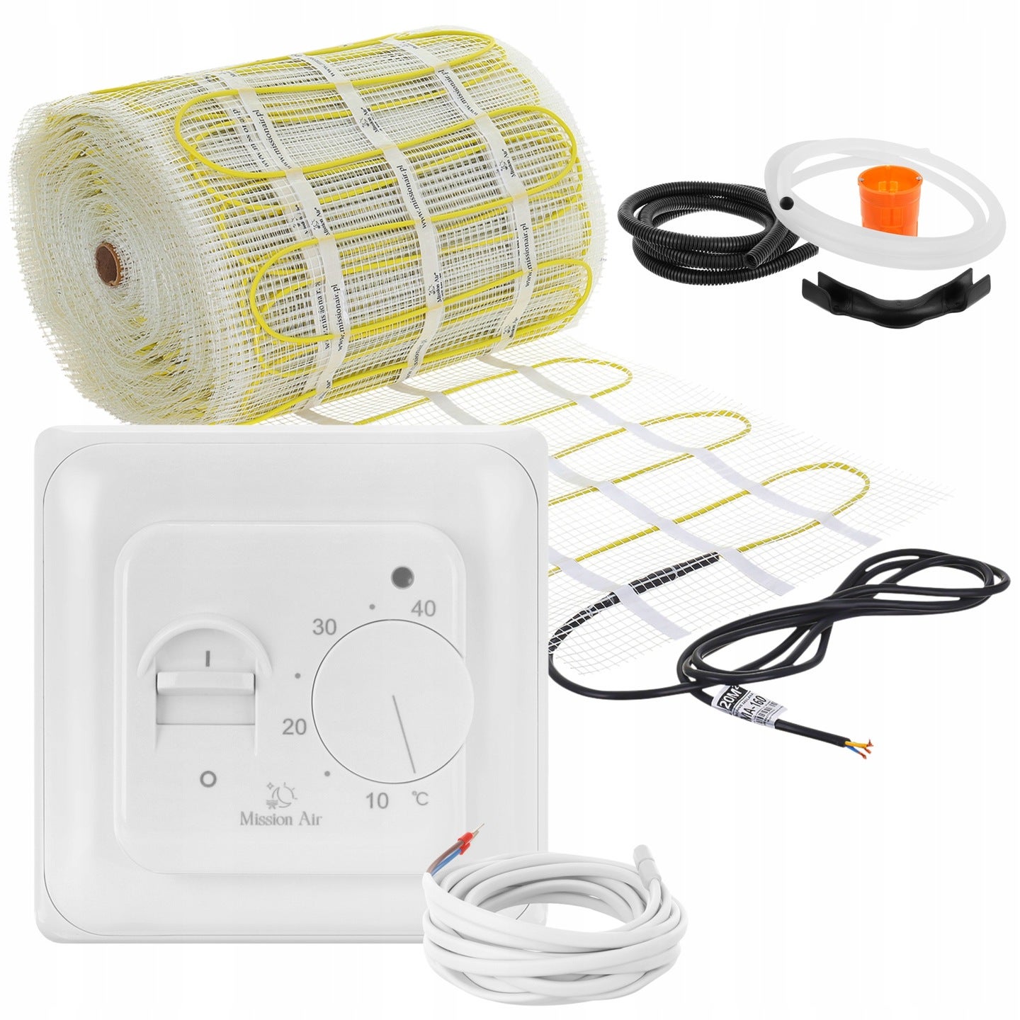 Zestaw mat grzewczych pod płytki MA-160 16m² + Aries Biały