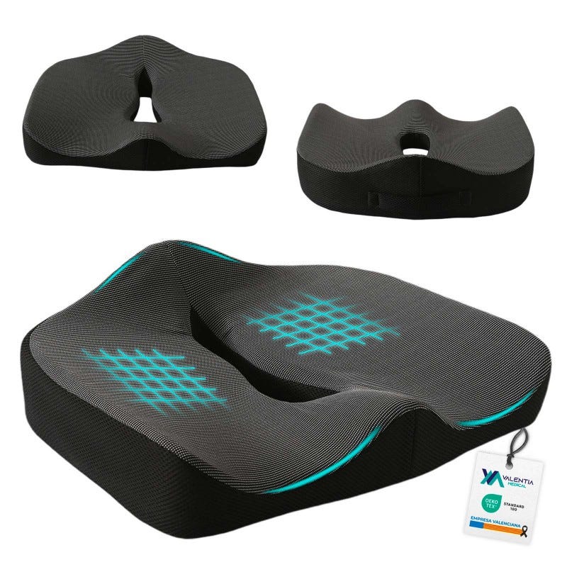 Asiento cojín coxis ortopédico- Viscoelástico- Oficina, Coche