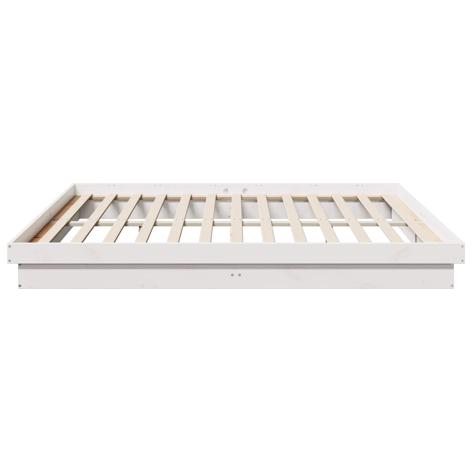 Cadre de lit blanc en pin massif pour la chambre, 200 × 200 cm - 5