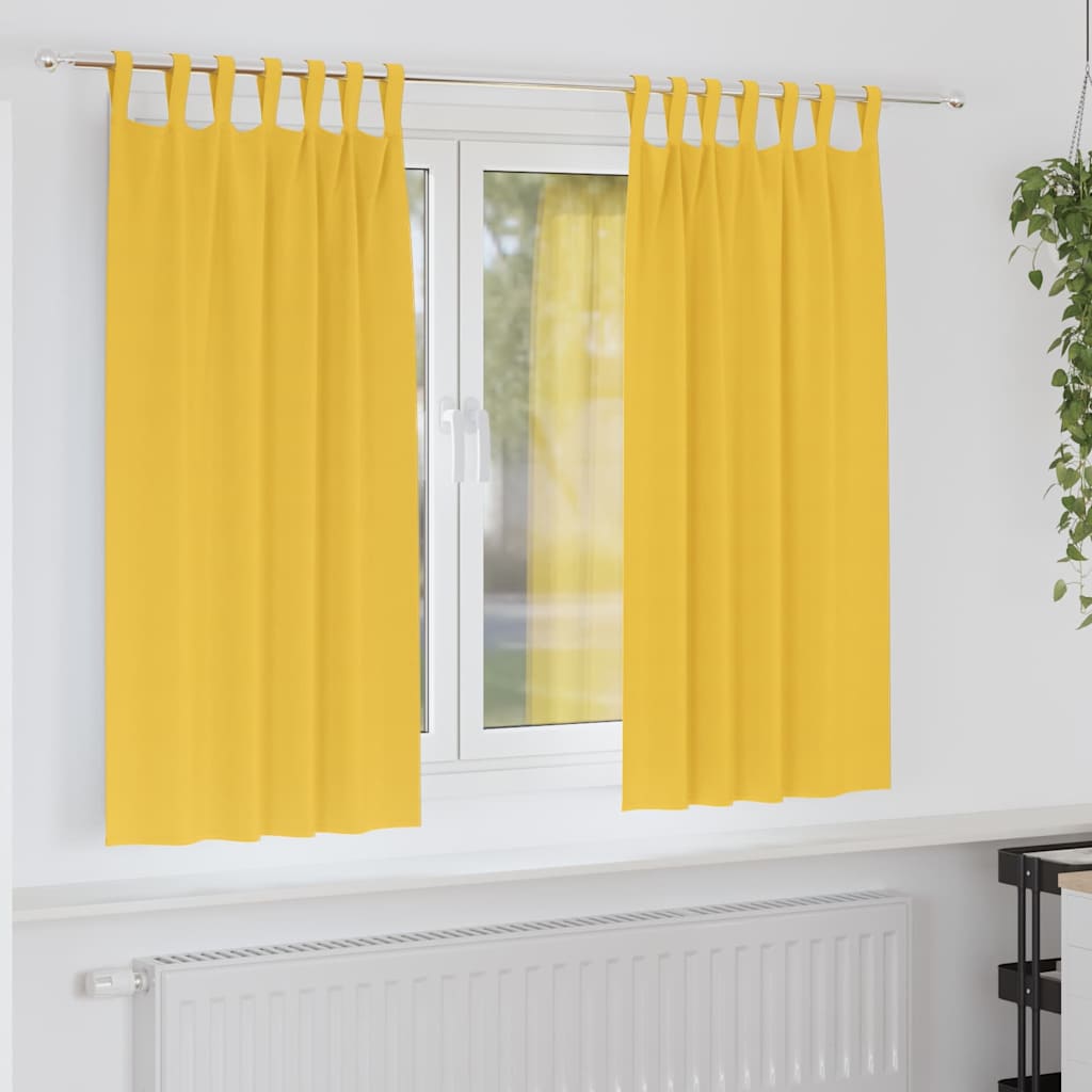 Firany blackout z kółkami 2 pcs Musztardowy Żółty 175 x 140 cm vidaXL