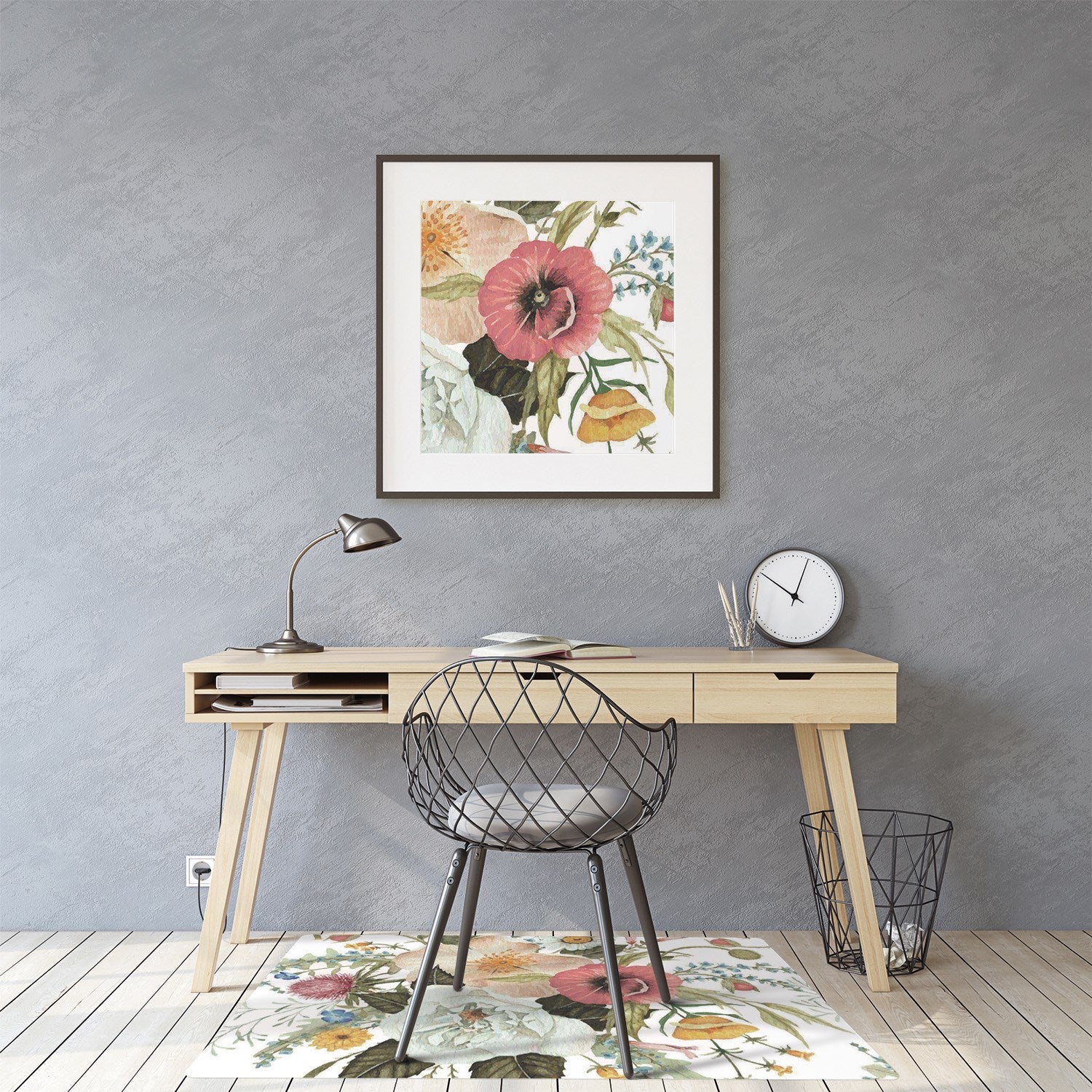 Mata pod biurko, Balony i domy 140x100 cm minimalistyczna – Tulup - 3