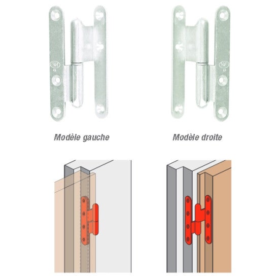 Paumelle bouts ronds à bague coudée TORBEL - 140x60x70 mm - Coudage 90° - Droite - J532940