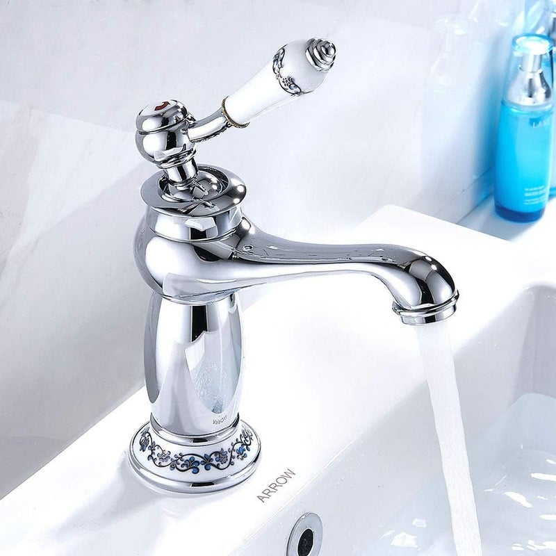 Bateria umywalkowa ceramiczna w stylu vintage z chromowanego mosiądzu - bateria umywalkowa łazienkowa - do umywalek łazienkowych