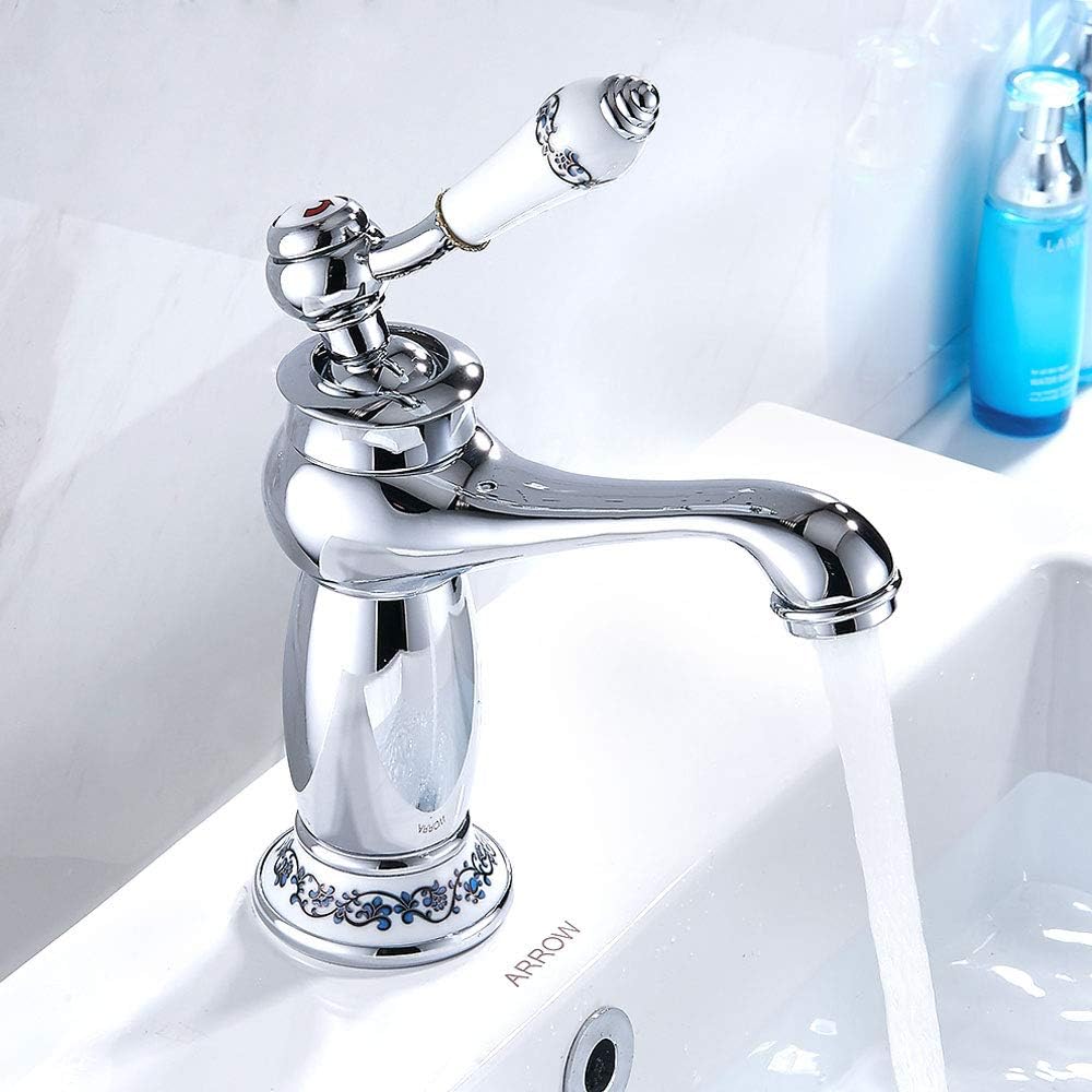 Bateria umywalkowa w stylu vintage z chromowanego mosiądzu ceramicznego - bateria umywalkowa łazienkowa - do umywalek łazienkowych