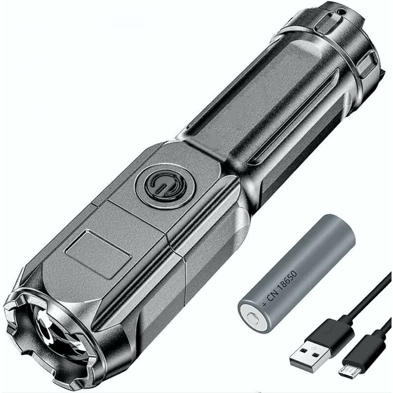 Lanternă tactică SGT6 cu LED de mare putere, reîncărcabilă în 4 moduri, focalizare reglabilă, impermeabilă, cu zoom