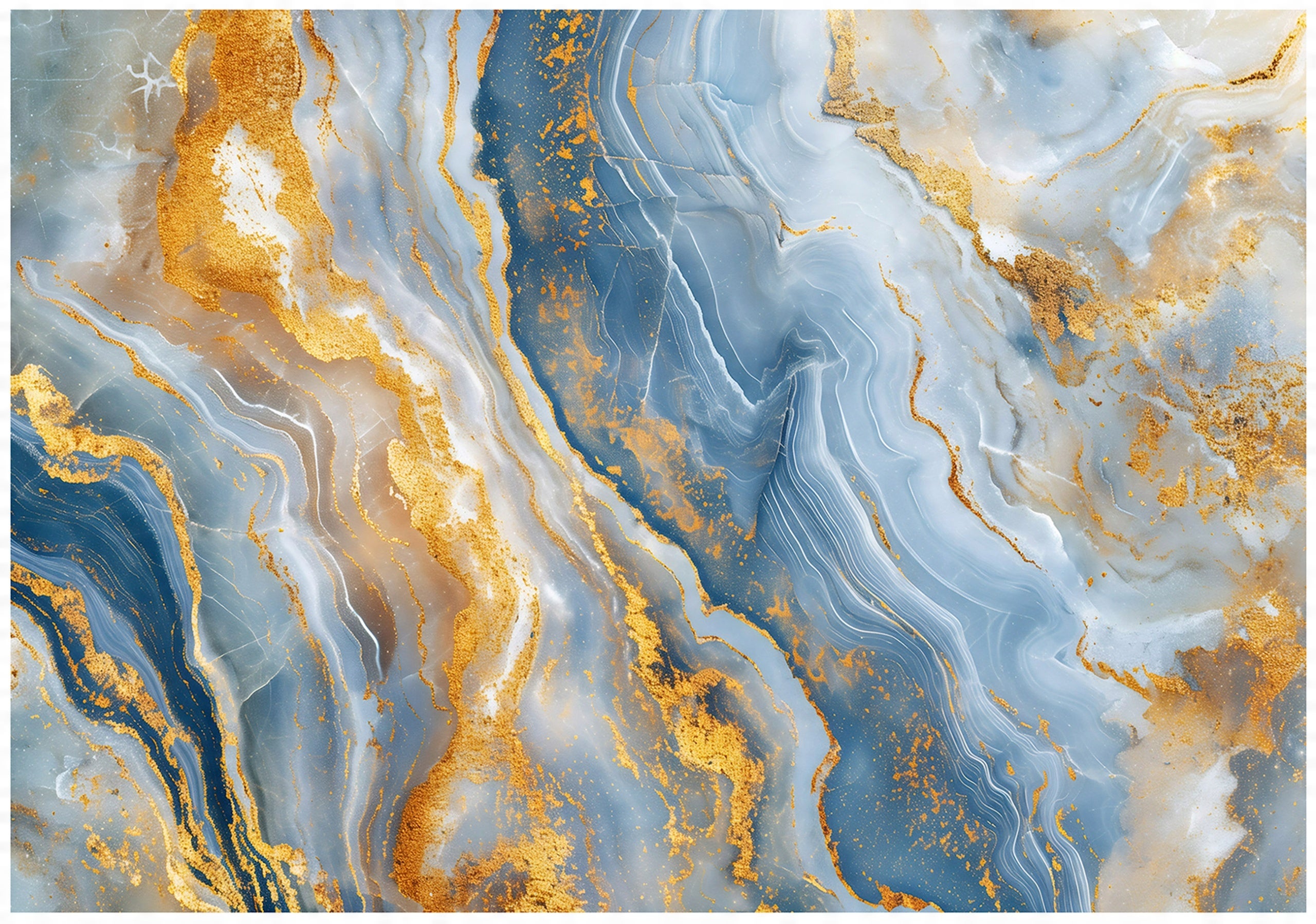 TAPETA IMITACJA MARMURU FOTOTAPETA NIEBIESKI ZŁOTY GLAMOUR NA ŚCIANĘ SYPIALNIA SALON KUCHNIA 400x280