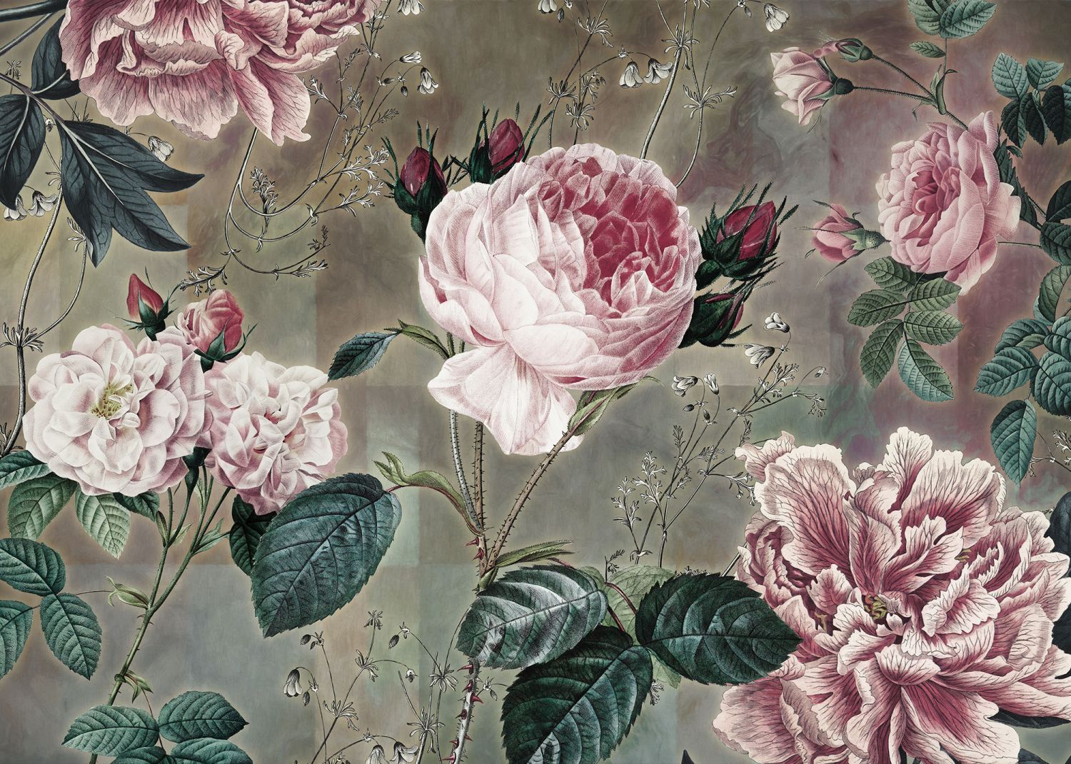 Papier peint panoramique fleurs rose - 200 x 250 cm - Komar | Leroy Merlin