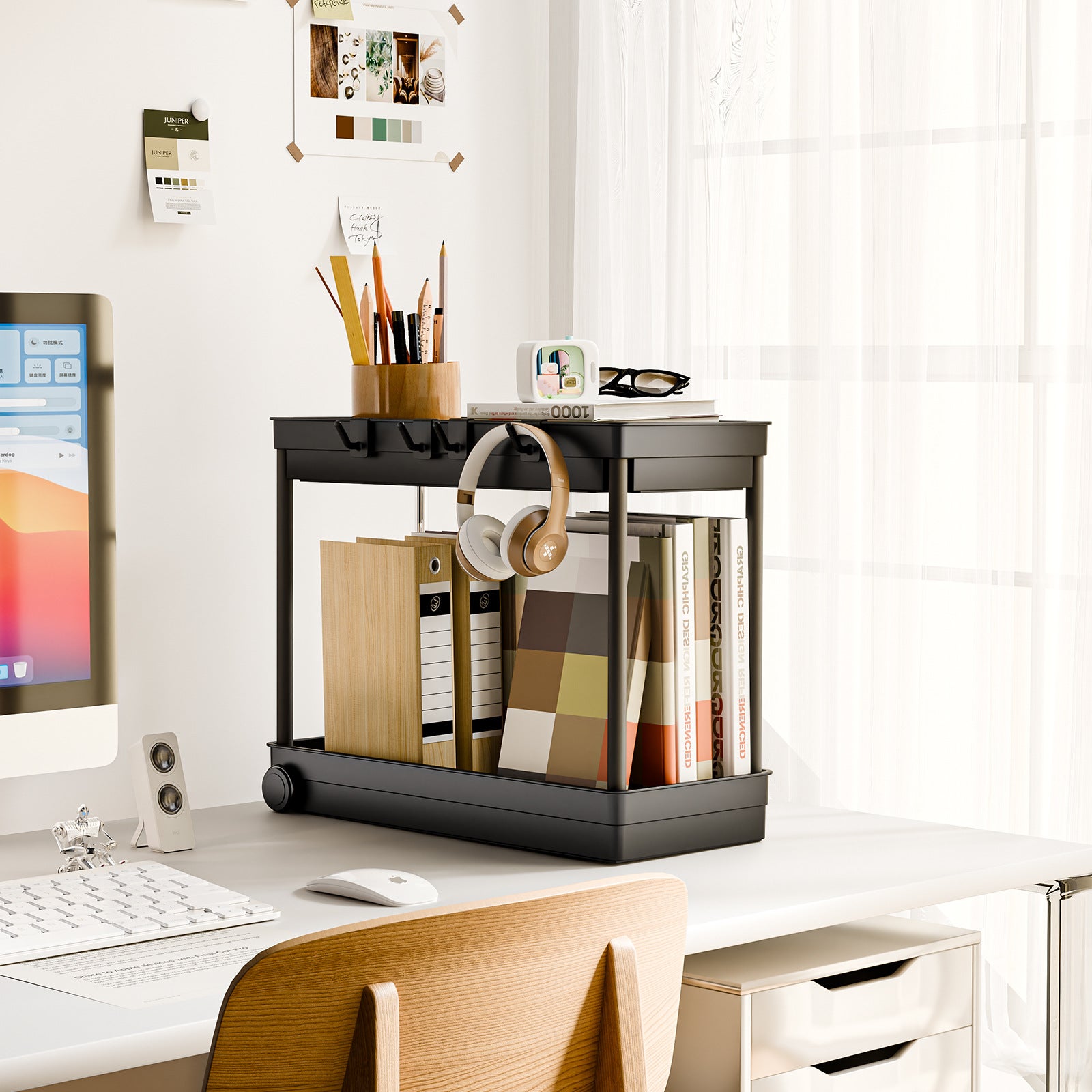Lot de 2 étagères de rangement sous évier - Rangement et organisation pour cuisine et salle de bain, étagère sous évier à 2 niveaux, noir - 7