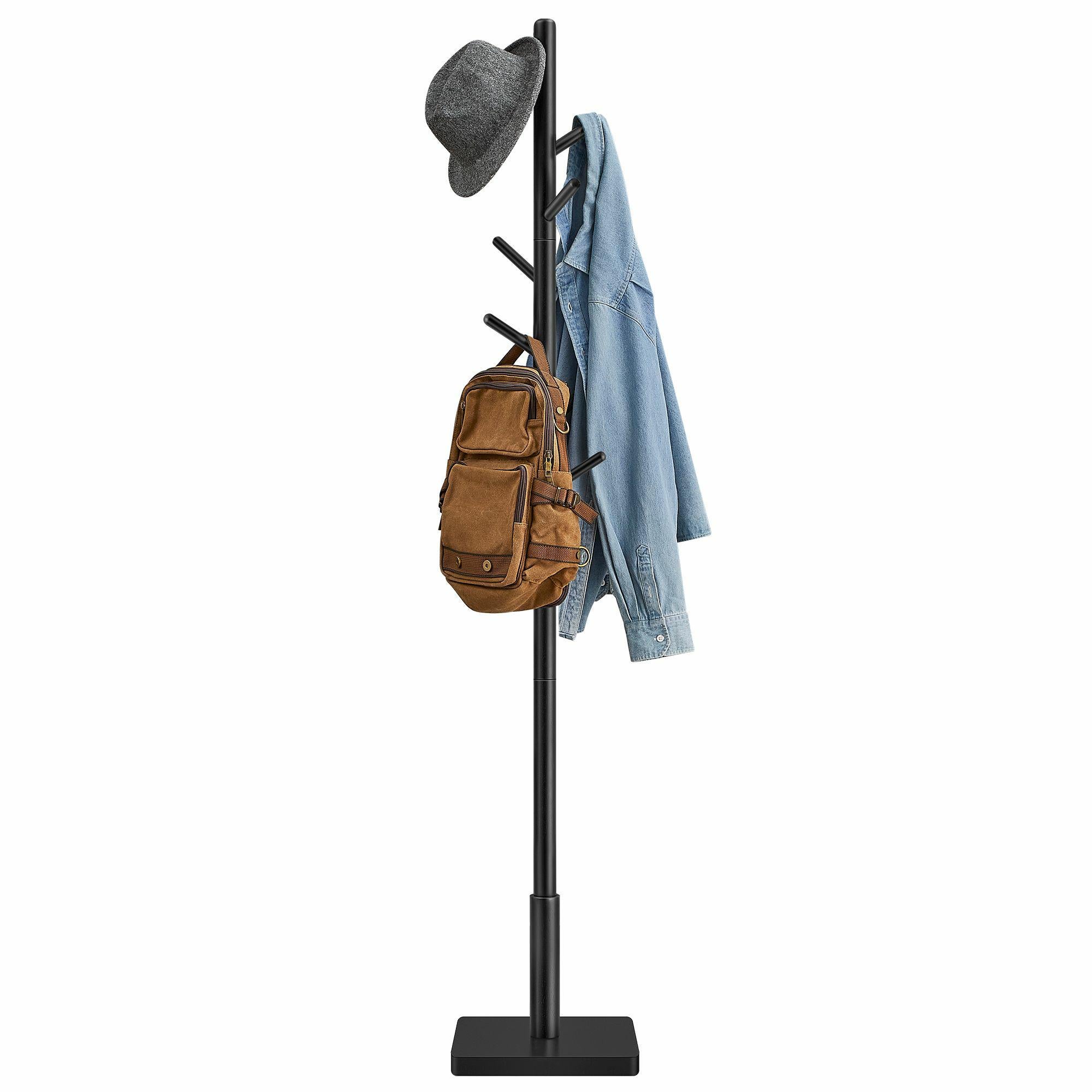 Genérico Negro Perchero De Pie De Madera Ganchos Recibidor Soporte Sombreros 173 Cm - Imagen 3