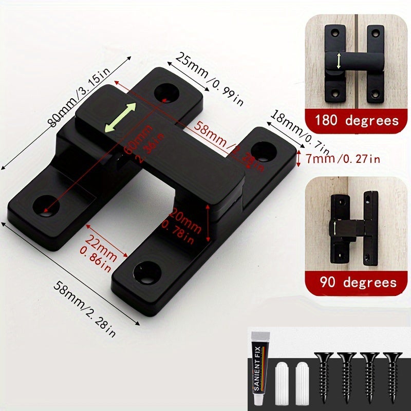 (Nero) Fibbia luminosa per porta con chiavistello, porta della camera d'albergo e del bagno senza fori, antifurto [con colla e viti] - 6