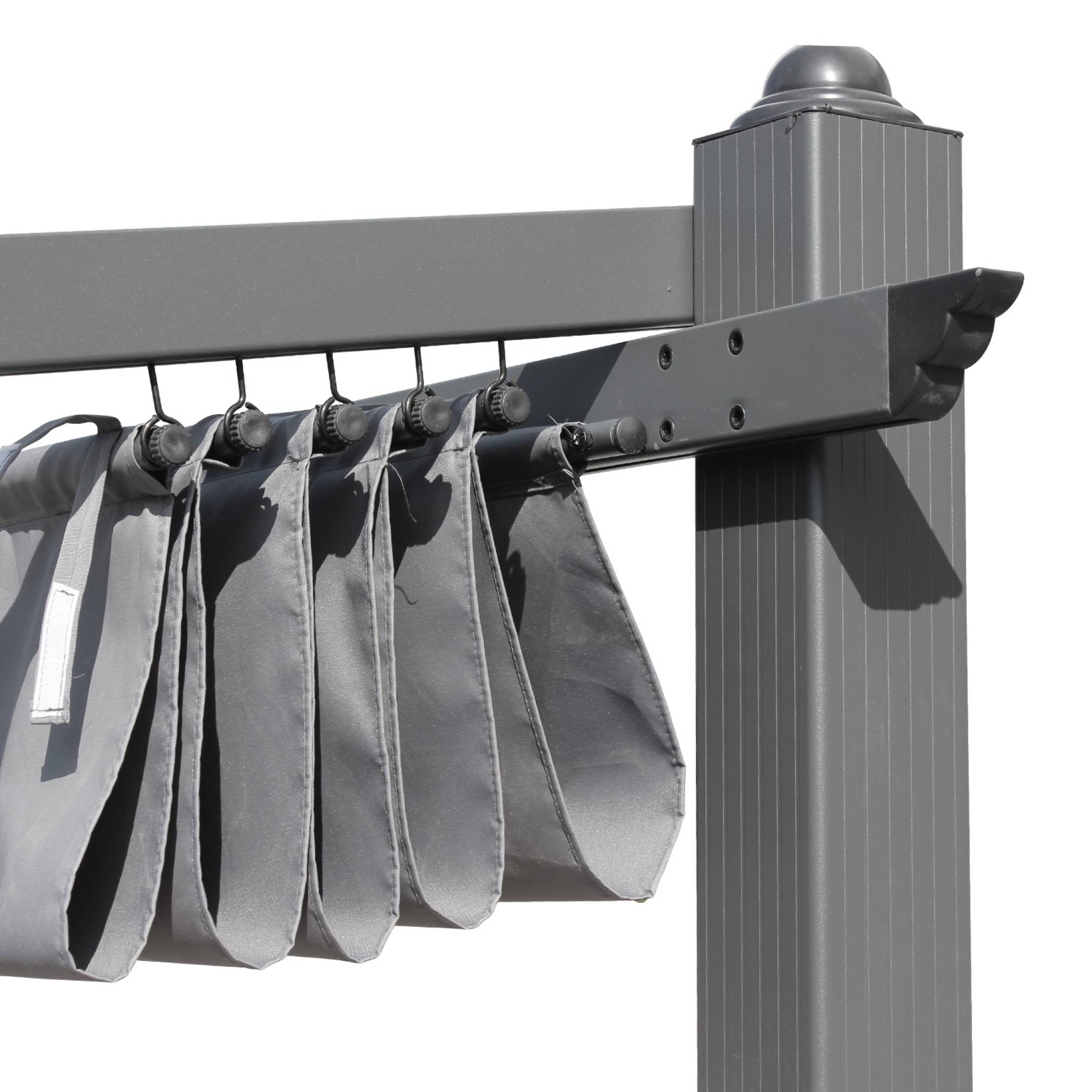 Pérgola 3x4m de aluminio con cubierta corredera, Murum, Gris, 355x290x251 cm - 3