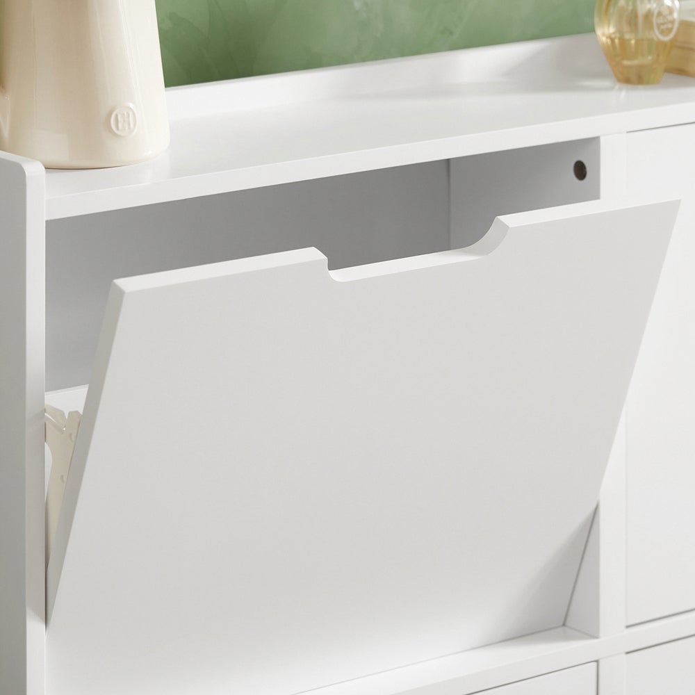 SoBuy Meuble à Chaussures Armoire à Chaussures, 4 abattants, 8 Paires, Blanc, FSR100-W - 6