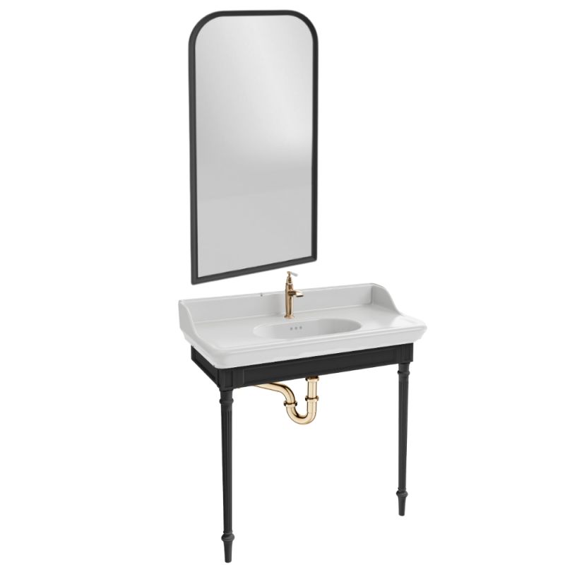 Jacob delafon consola cléo 1889 con encimera + espejo + grifo lavabo dorado + sifón dorado