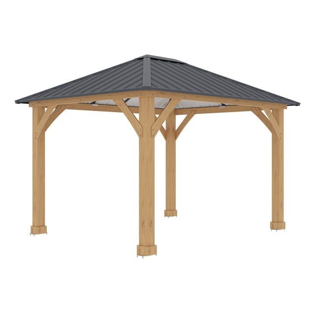 Pergola da Giardino Gardiun Tucson 10,72 m2 362x297x283 cm Legno Laminato | Pali 14x14 cm | Copertura in Acciaio | Fissaggio Incluso