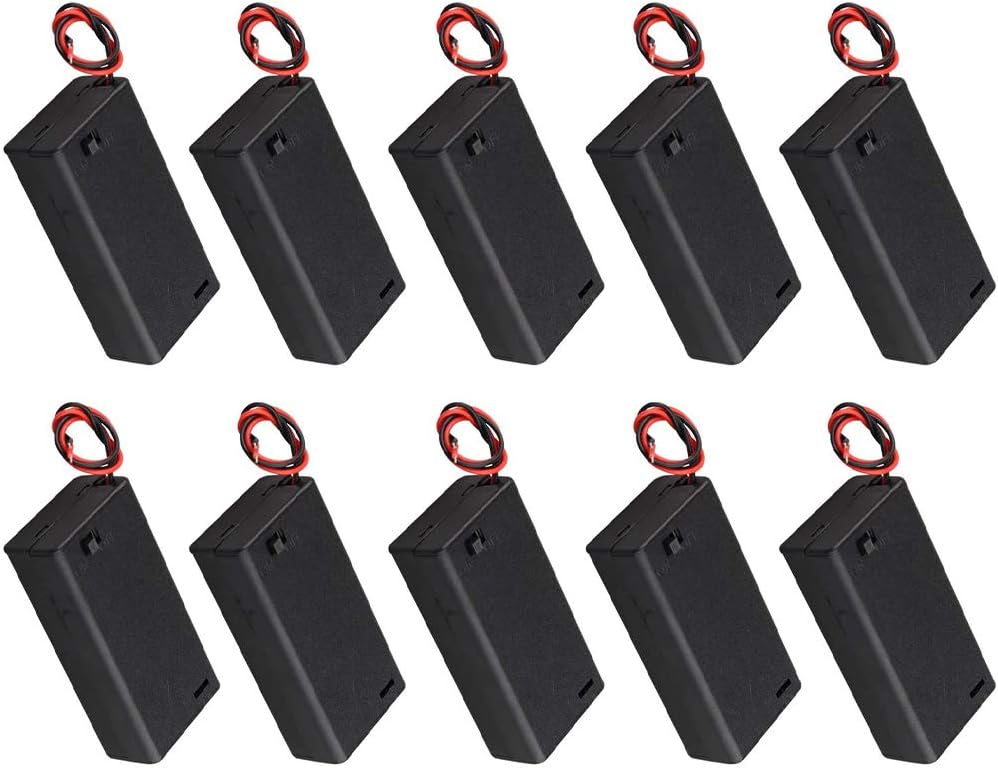 10 Pièces Boite Case Support de Batterie pour 2 Piles AA 3V avec Fil de ...