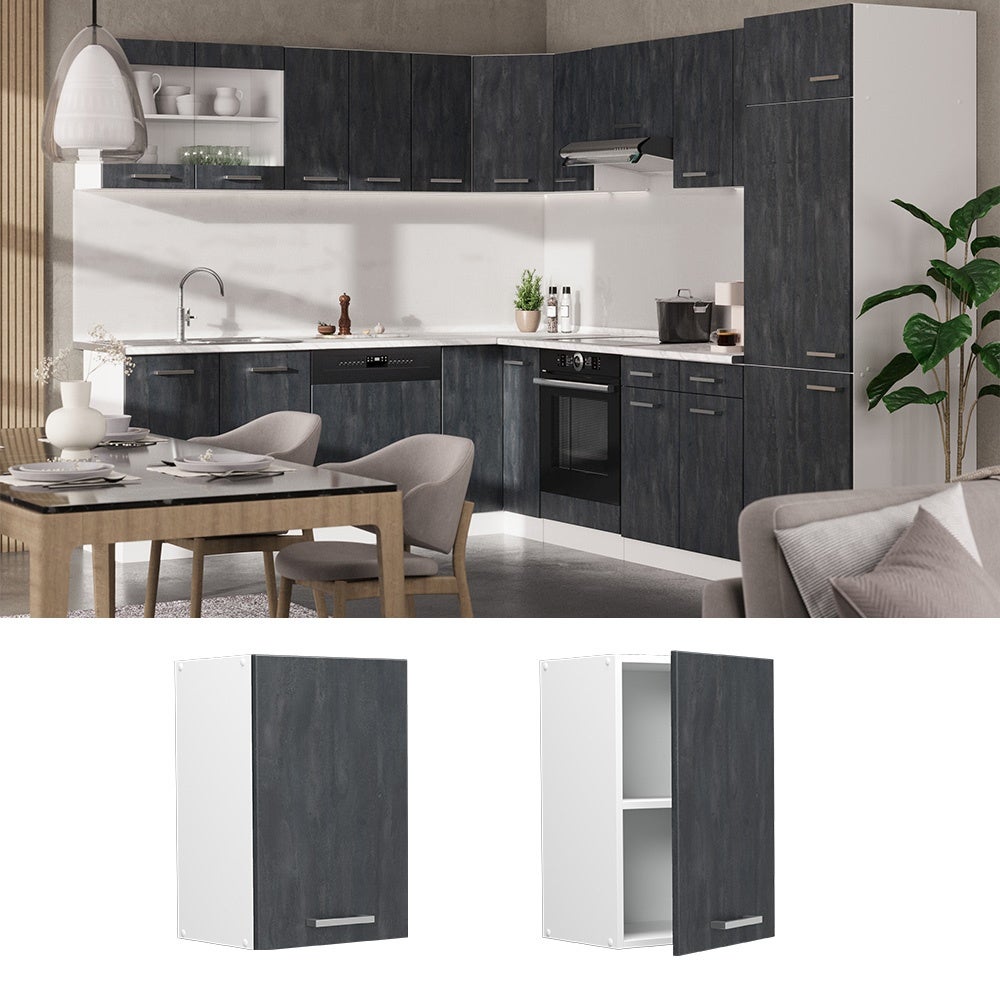 Vicco Elément haut de cuisine R-Line, Béton noir, 40cm - 2