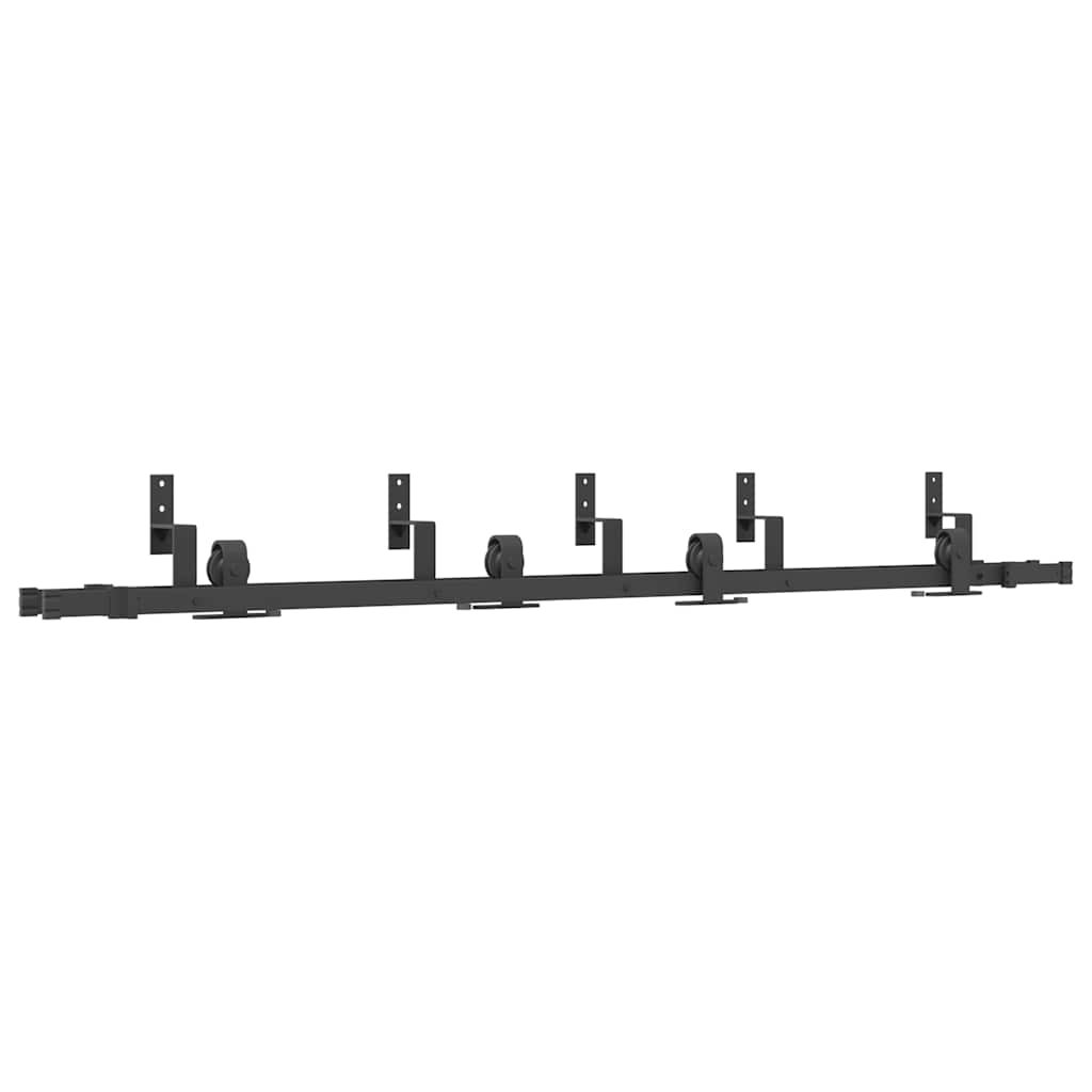 Kit de herrajes para puertas correderas acero negro 213,5 cm