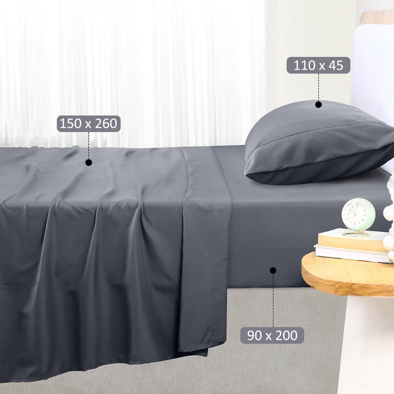 Juego de Sábanas 100% Algodón | 3 Piezas | Bajera Ajustable 30 CM | Funda Almohada Boca Abierta | Hipoalergénico, Absorbe Humedad | Gris Cama 90 - 4