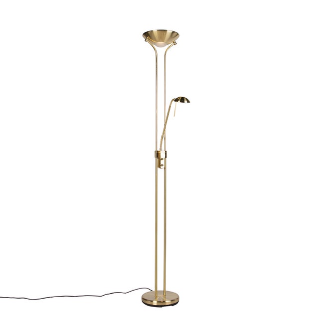 LED Dimmable Lampadaire avec lampe de lecture variateur inclus diva - 2 lumière - H 1800 mm - Doré/Laiton - Moderne - Éclairage intérieur - Salon I