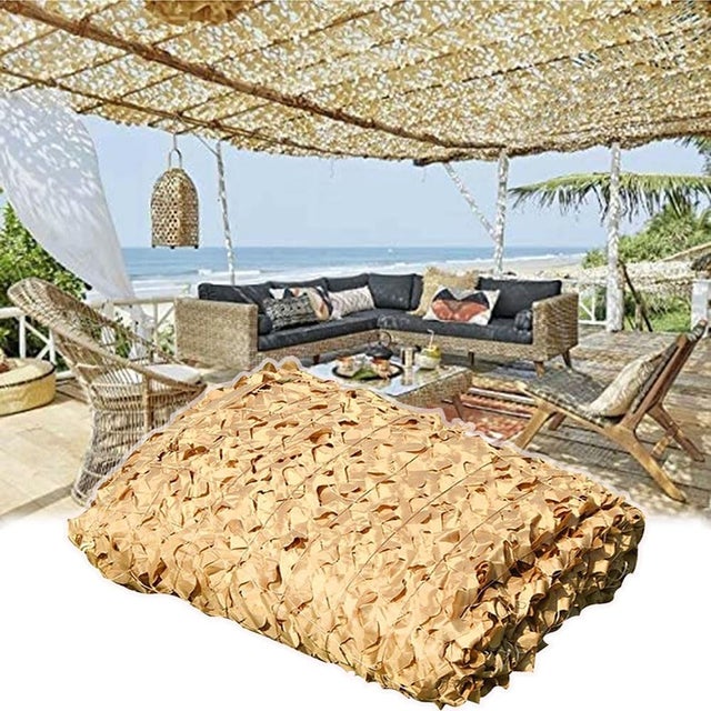 Malla de camuflaje color arena - 2x3 m - Vela de sombra con protección solar y resistente a los rayos UV - Varios tamaños y colores - para patio, pérg